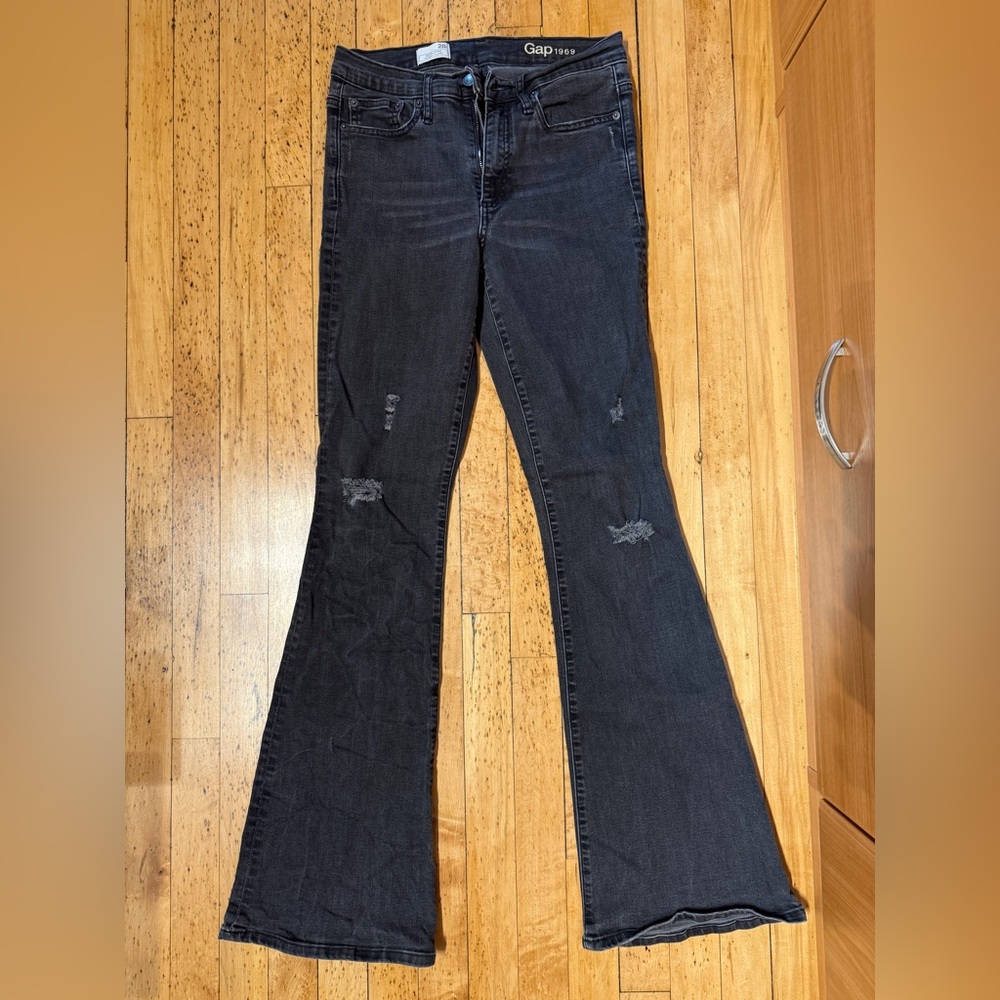 GAP Women's Faded Black Flare Jeans